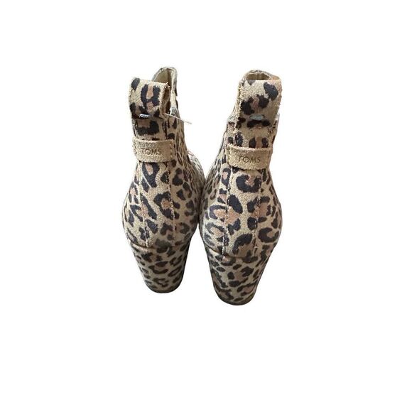 Toms Womens 5.5 Beige Kelsey Leopard Print Suede Bootie Ankle Boots Wedge 3” - Picture 6 of 11